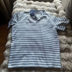 Nike Navy and White Striped Polo Shirt